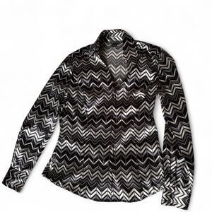 Women’s Ann Taylor Black & Gray Button Up Blouse